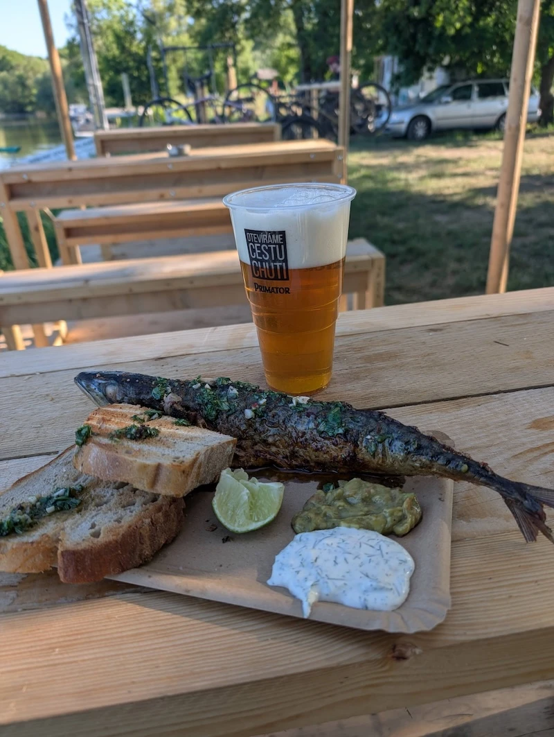 Bistro na břehu u přívozu Oseček – zastávka pro cyklisty